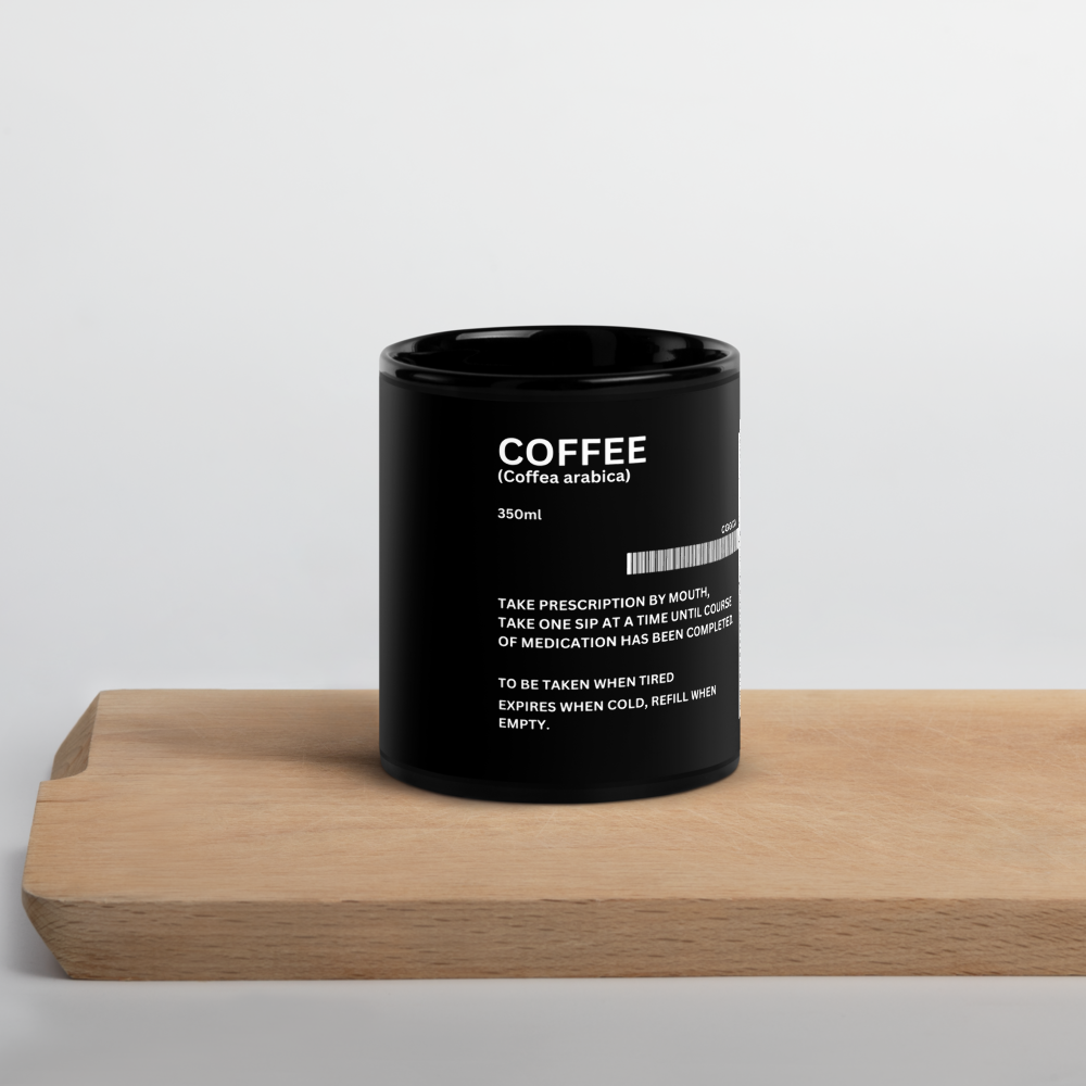 Black CaféScript Glossy Mug