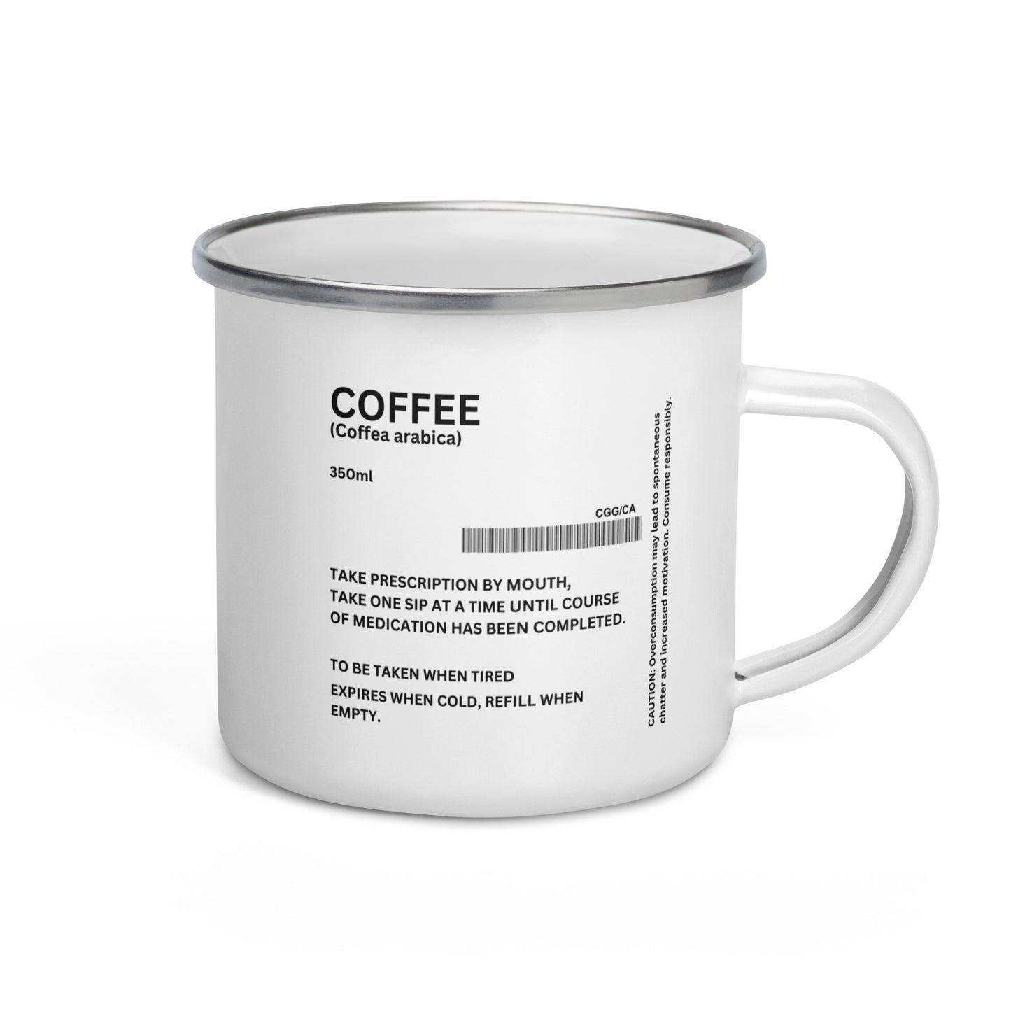 White CaféScript Enamel Mug
